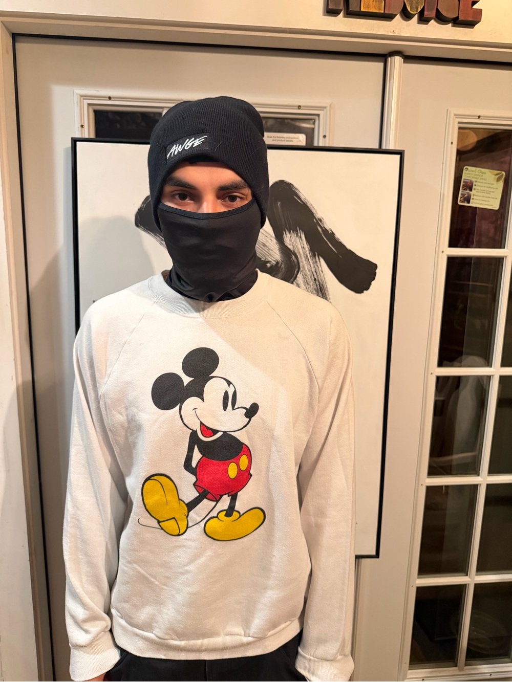 Disney White Crewneck Sweatshirt with Classic Mickey Graphic